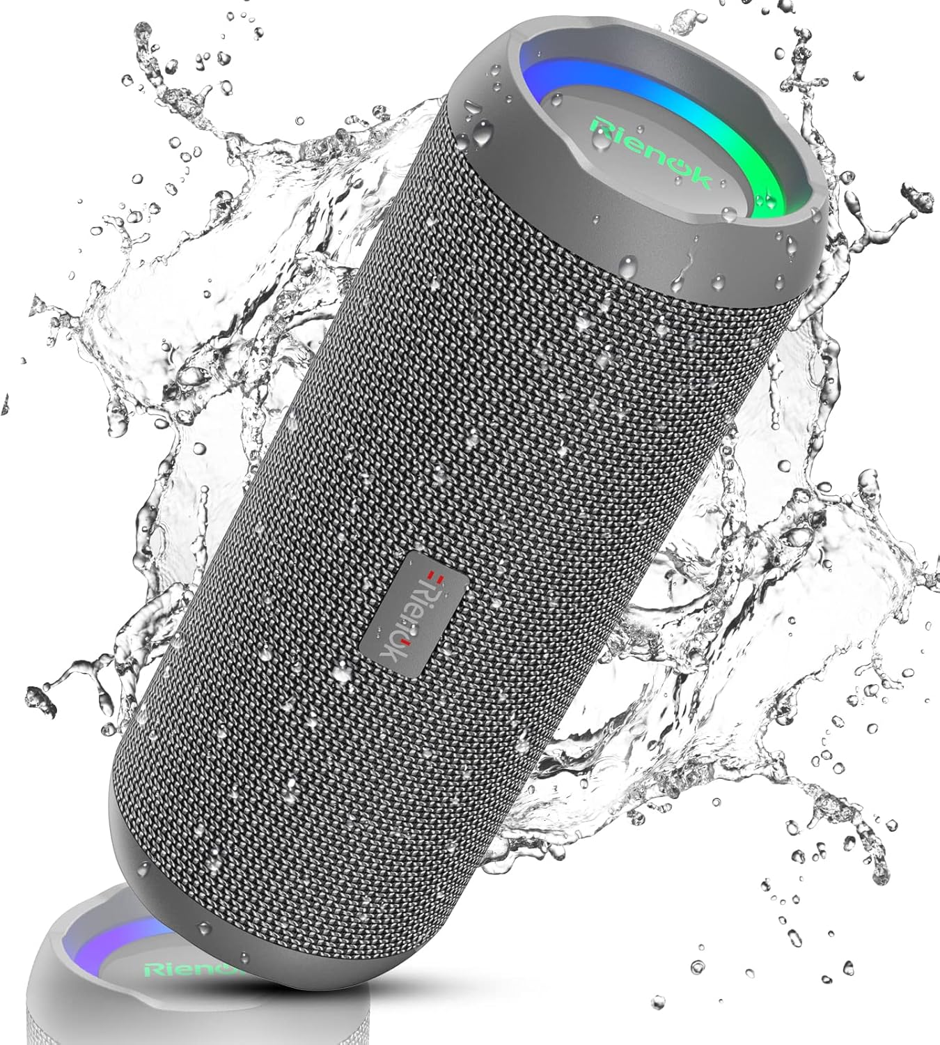 Wasserdichter Bluetooth Lautsprecher mit Licht, Grau