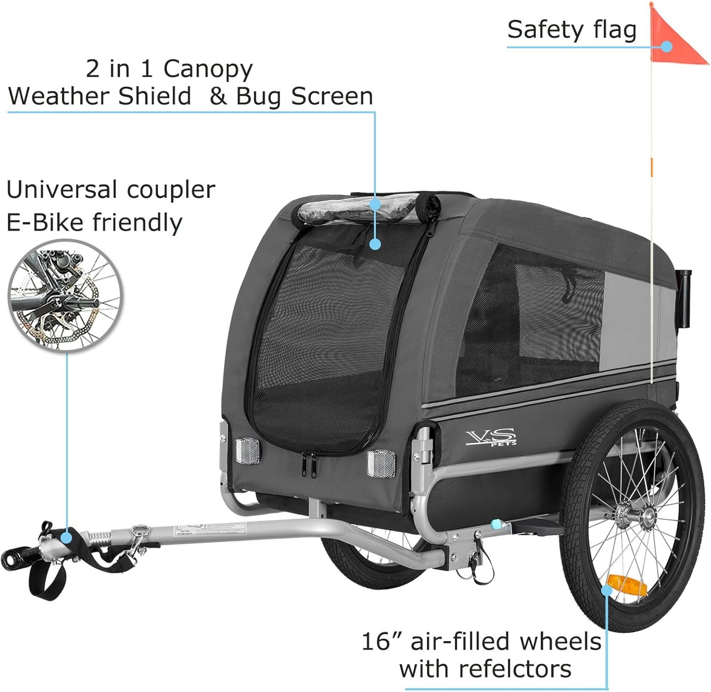 Hundeanhänger für Velo, Grau