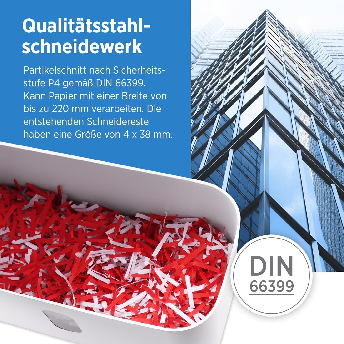 Aktenvernichter 440 X mit Partikelschnitt, Blau