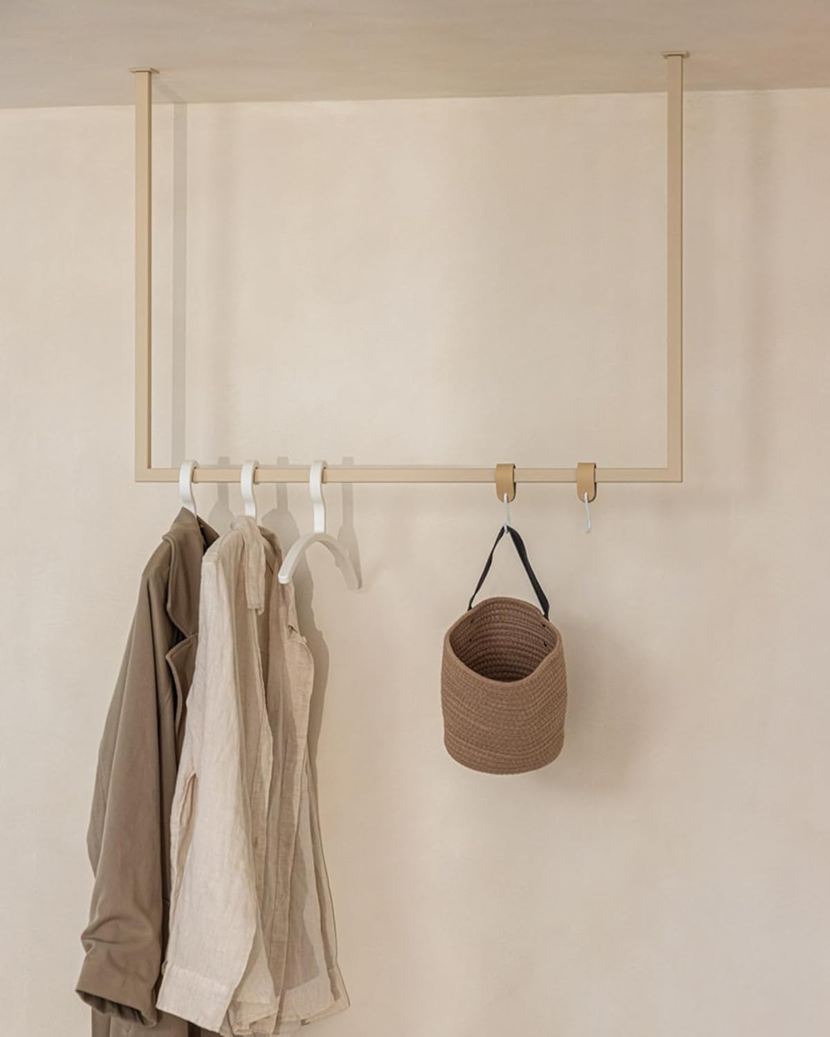Kleiderstange mit Deckenmontage, 60x120 cm, 60 x 120 cm Cashew