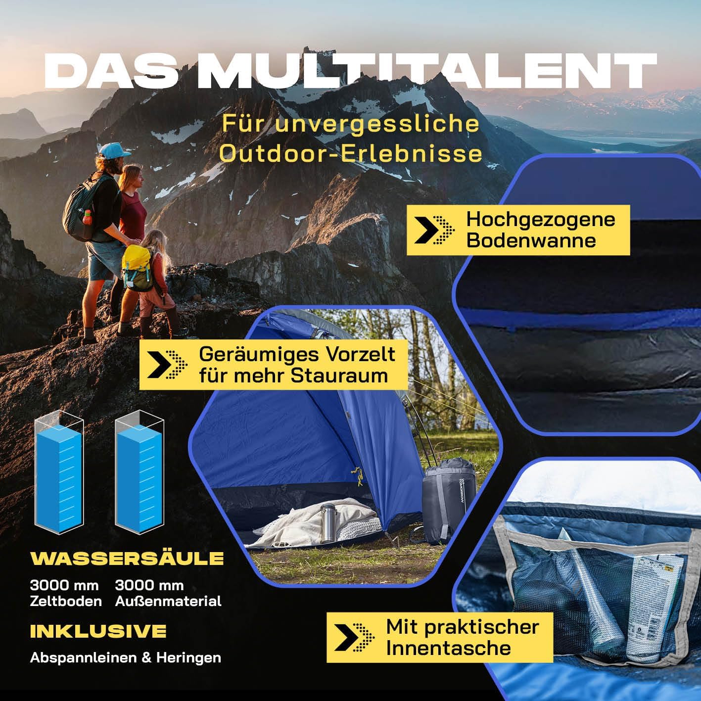 Pop-up-Familienzelt, Blau