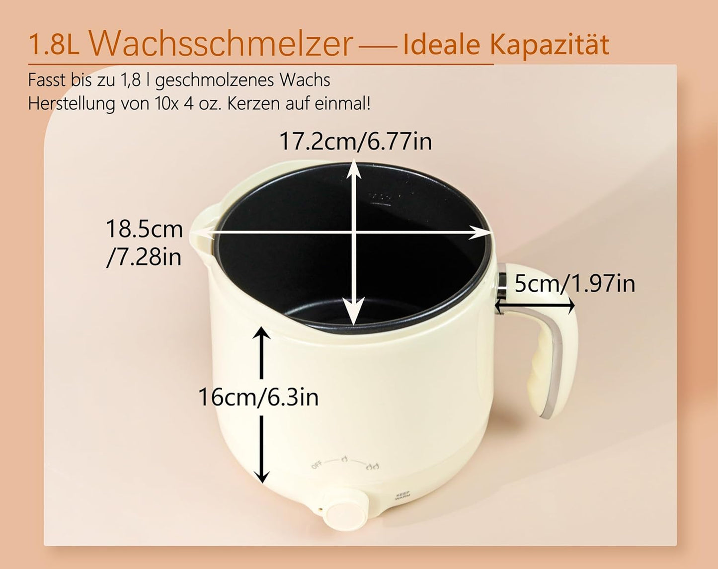 Wachsschmelzer mit Ausgiesser für Kerzenherstellung