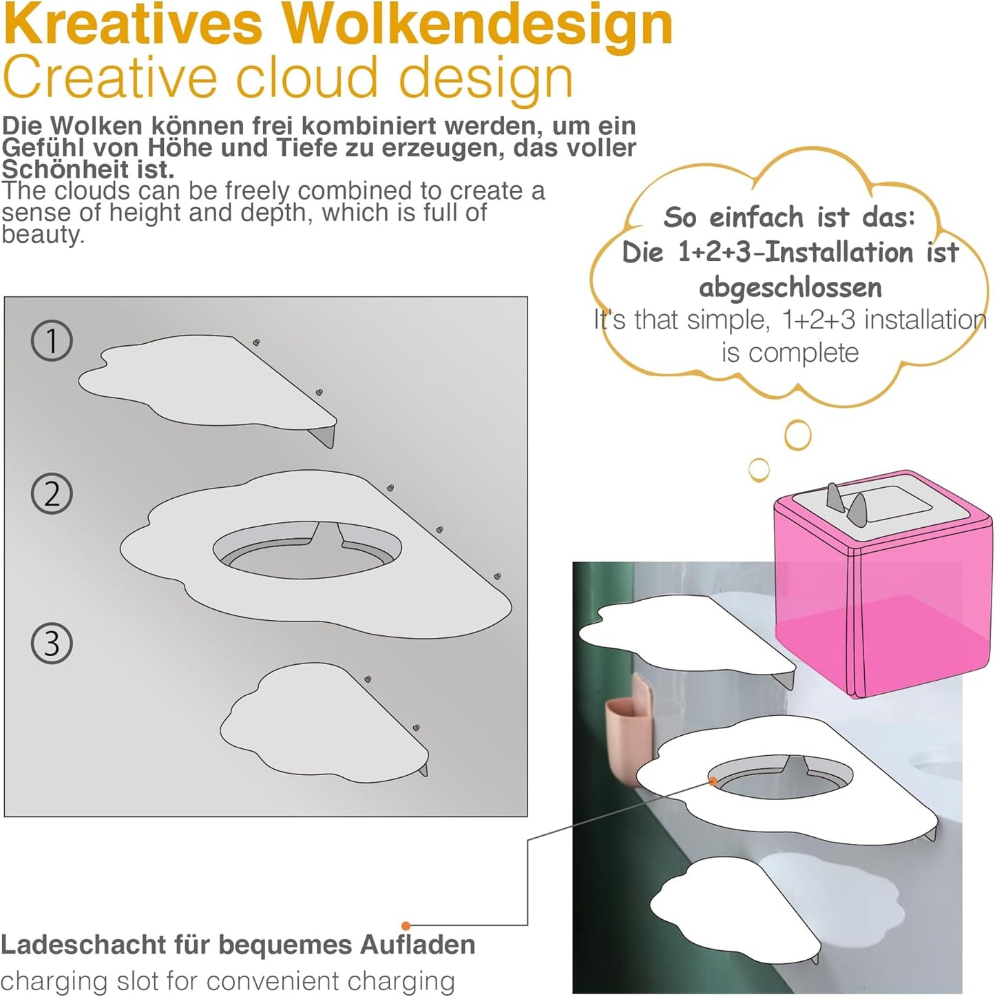 Magnetisches Tonie-Regal für bis zu 70 Figuren, Wolkenform