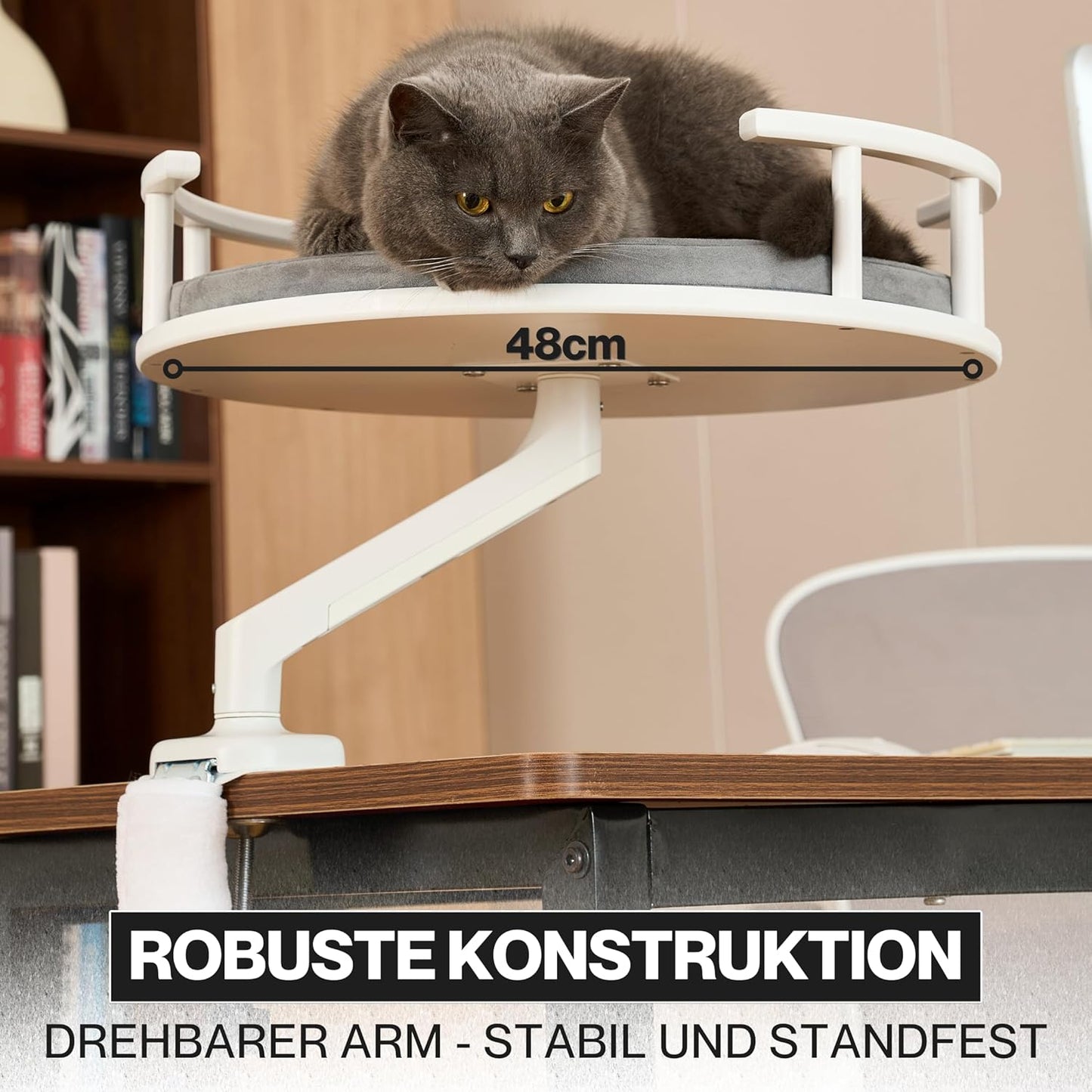 Katzenbett Schreibtischplattform mit 2 Betten, Weiß