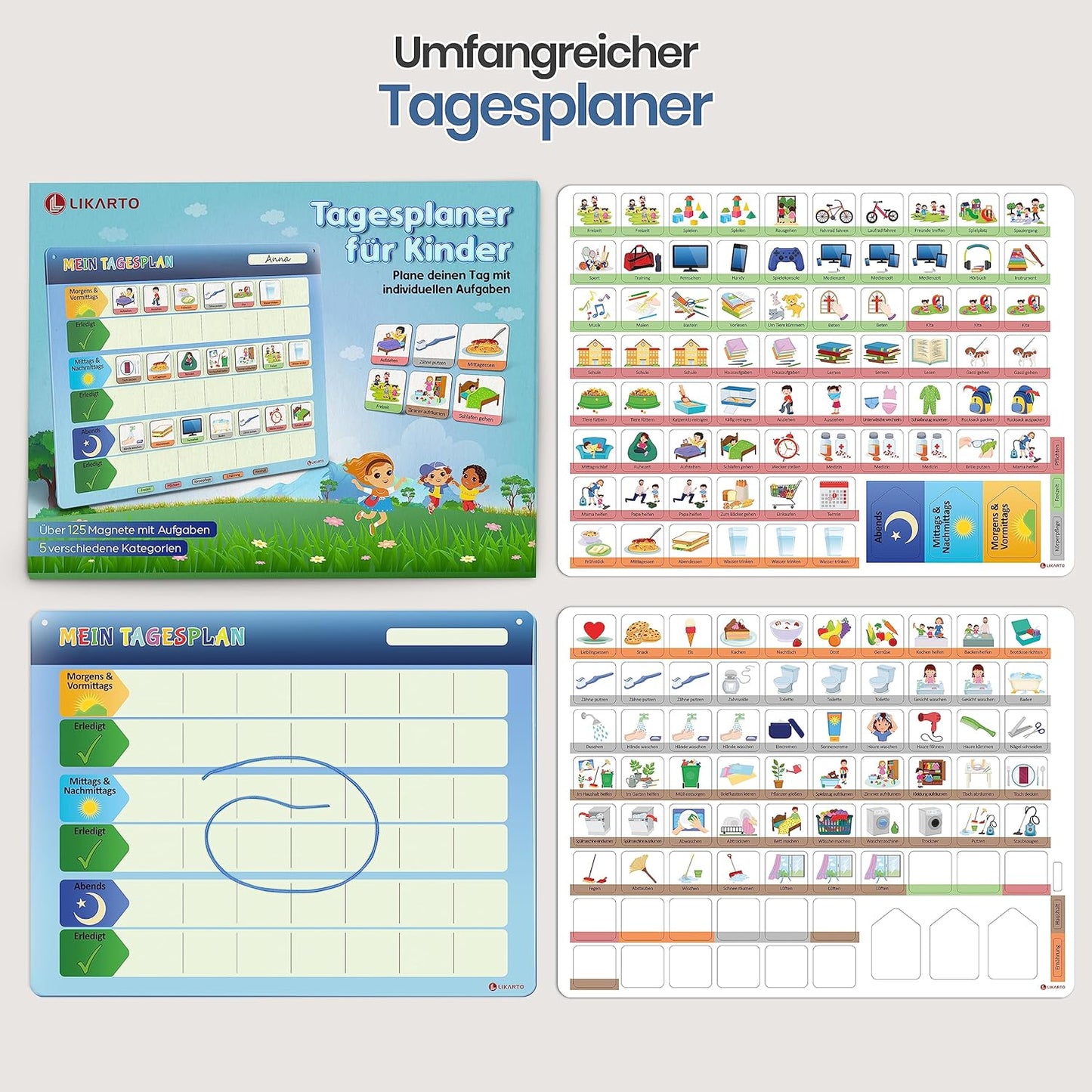 Montessori Aufgabenplaner für Kinder, Tagesplan Klassisch