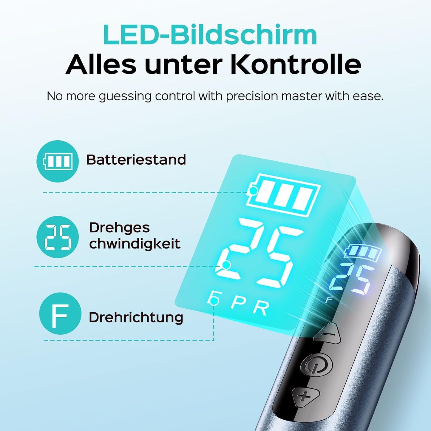 Nagelfräser C51 mit LED-Display, Blaugrau