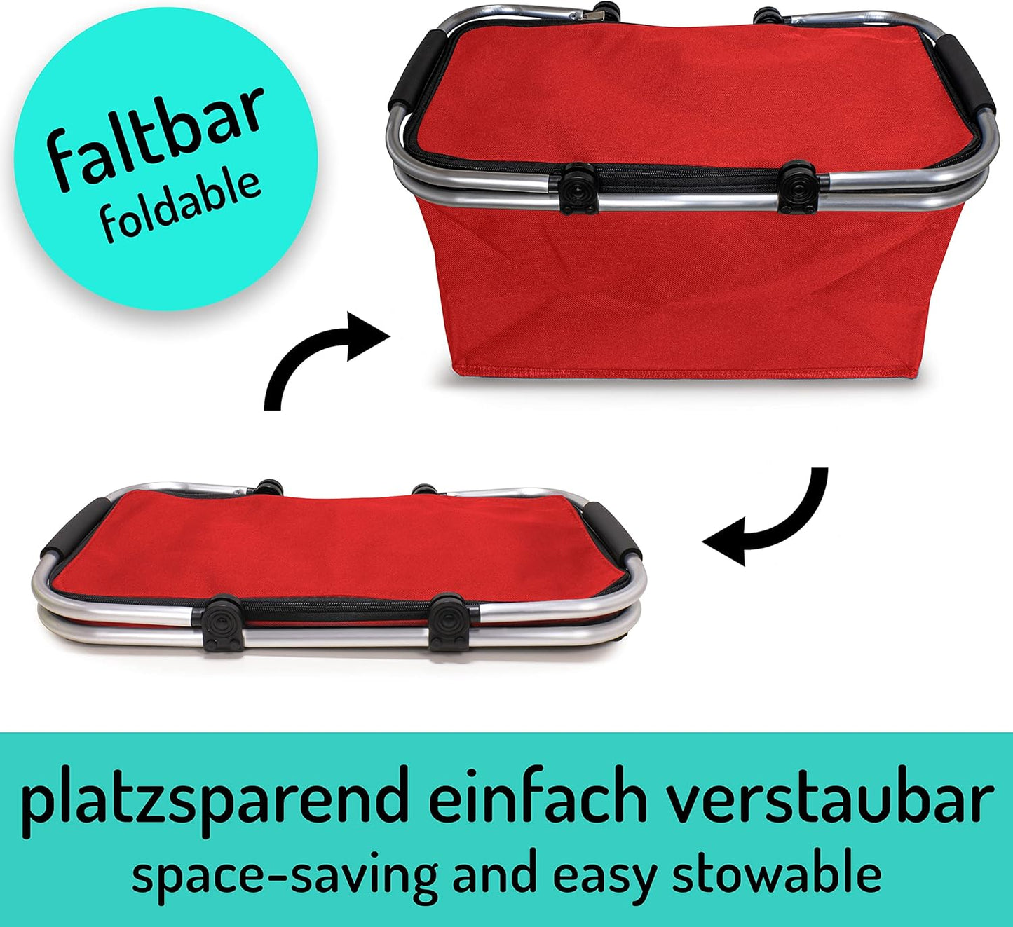 Faltbarer Einkaufskorb, Normal - 1x Pack Rot