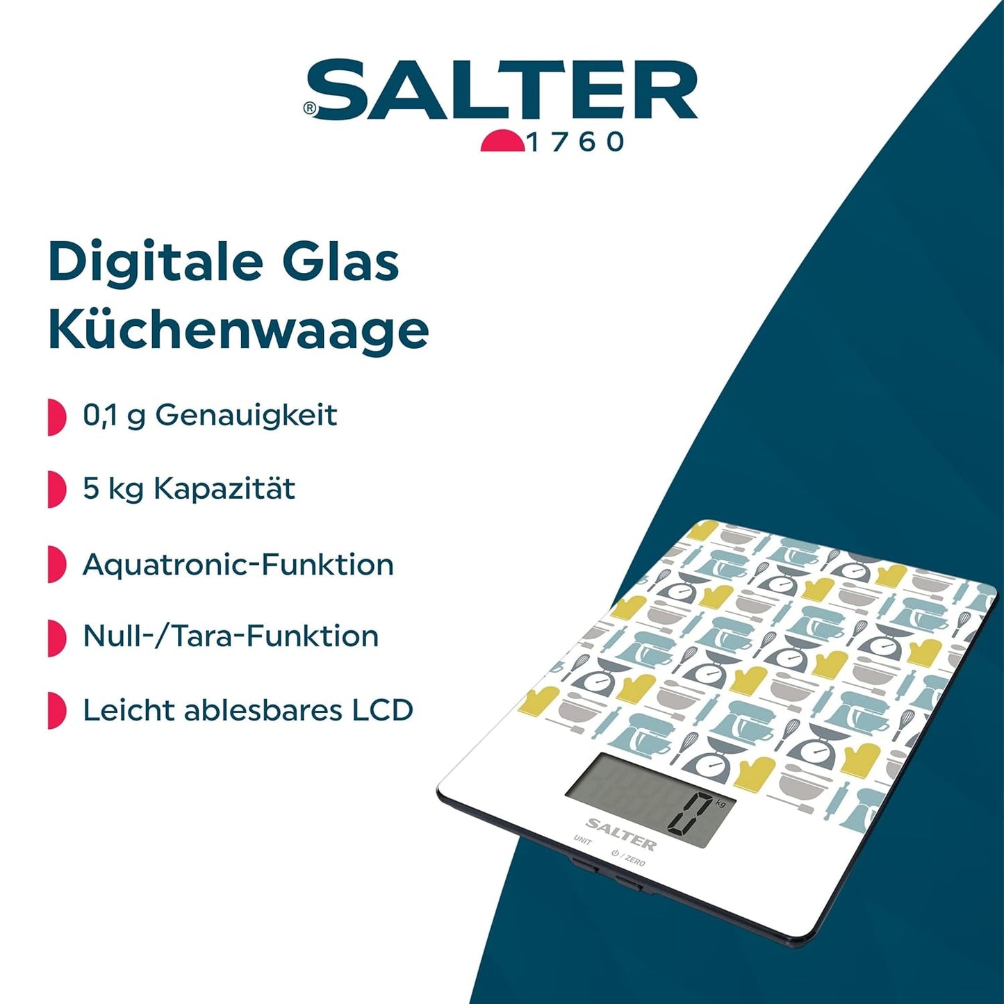 Digitale Küchenwaage mit Tara-Funktion, Küchengerätedruck