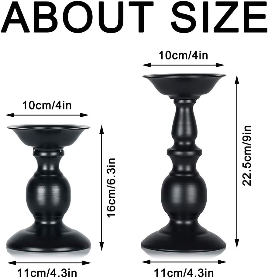 2-teiliges Kerzenständer-Set, Schwarz Klein+Groß
