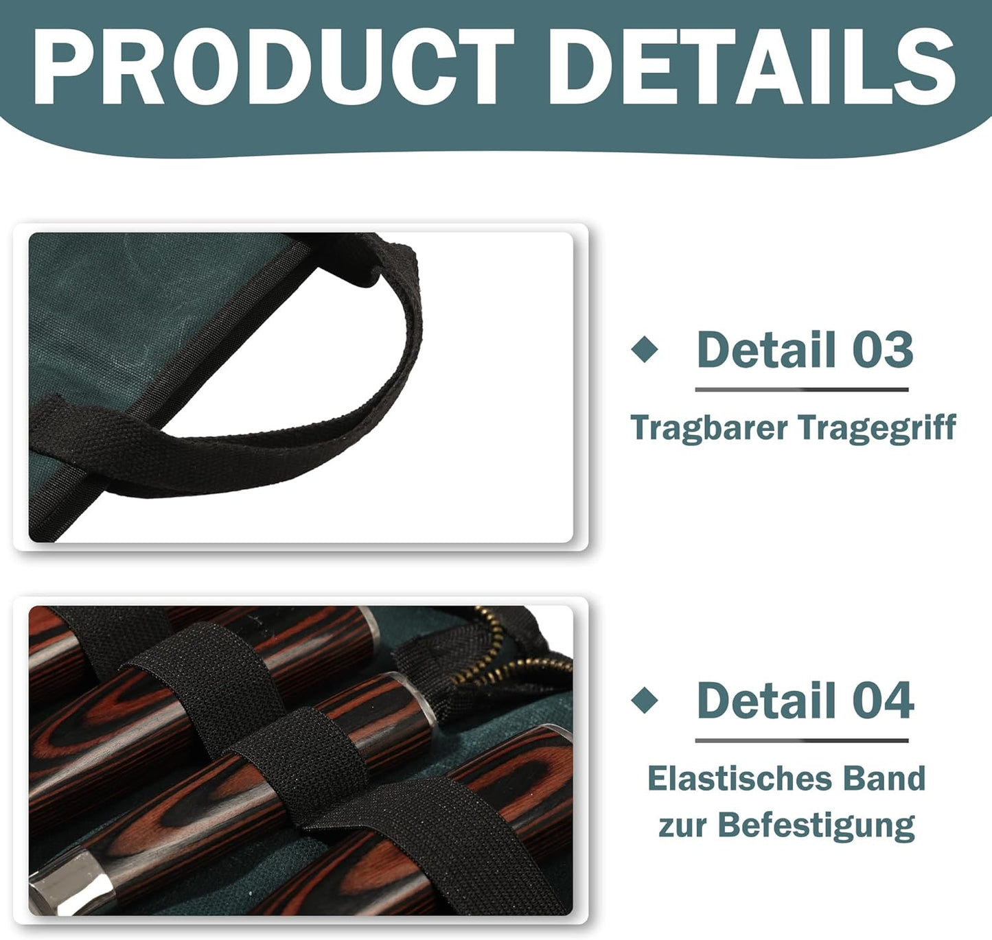 Kochmesser-Rolltasche, Dunkelgrün