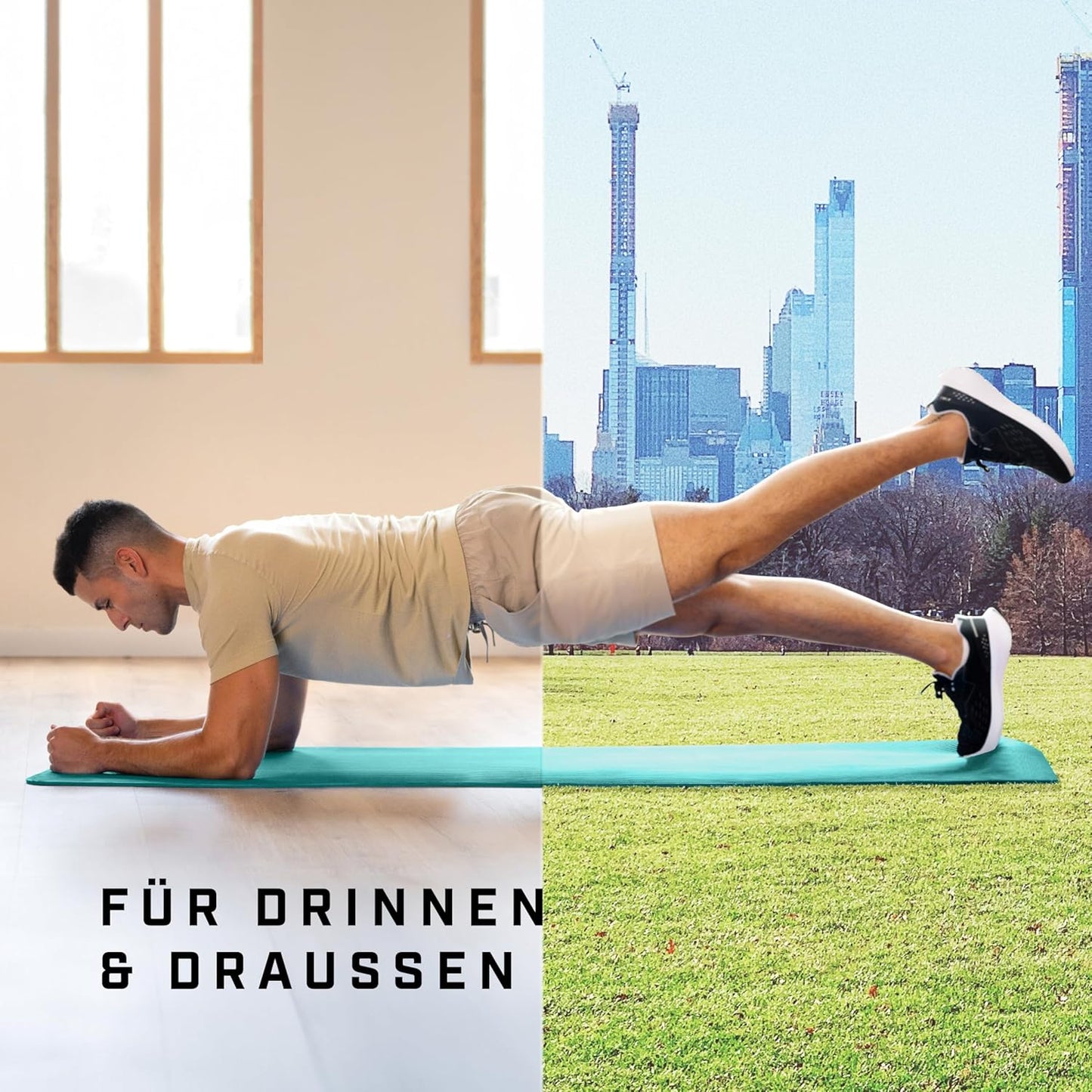 Rutschfeste Yogamatte, 183 x 60 cm, Turquoise