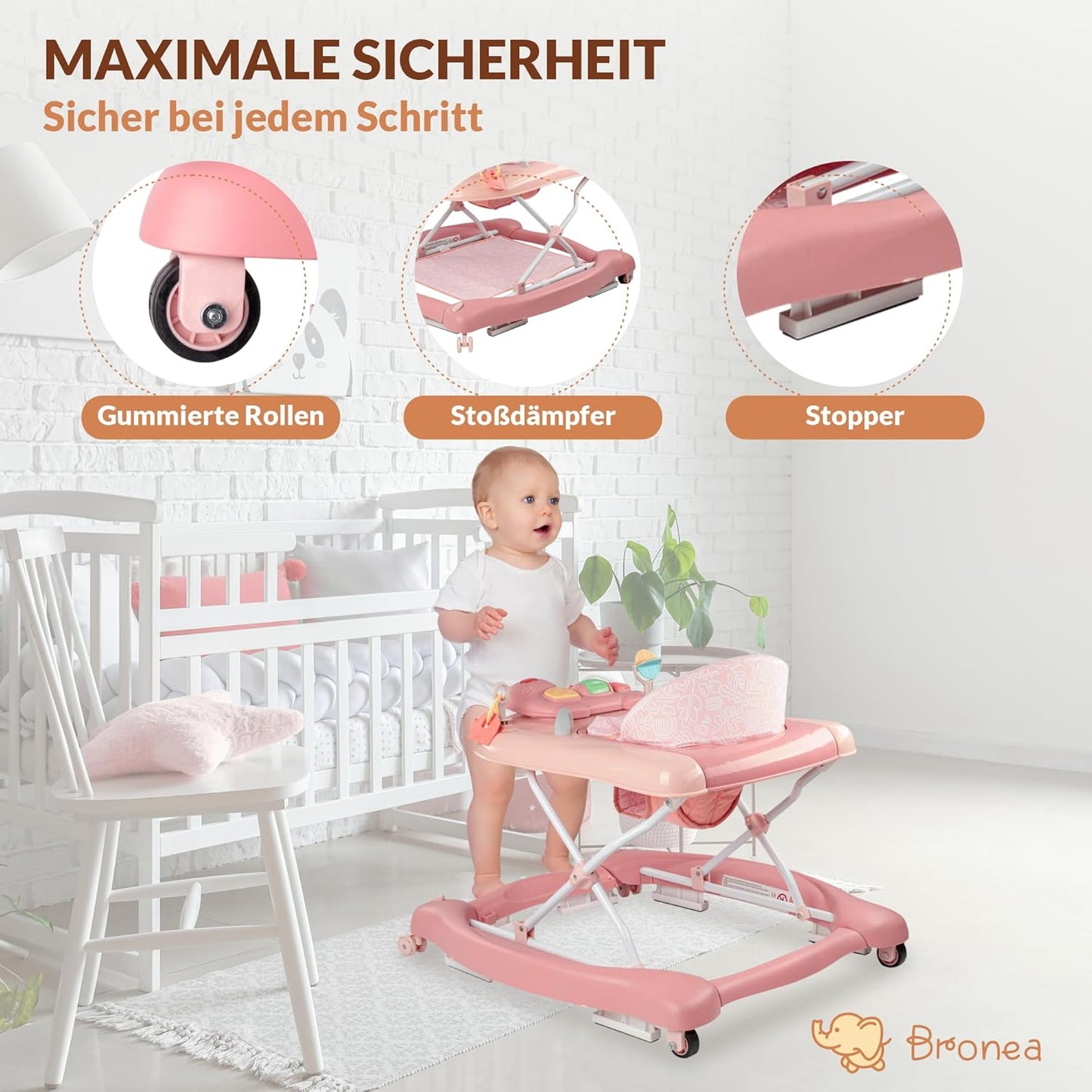 5-in-1 Babywalker Gehfrei mit Musik & Licht