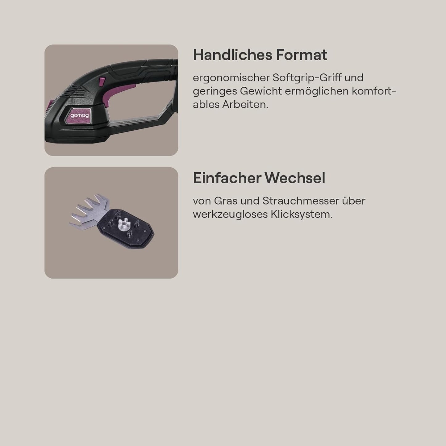 Akku-Gras- und Strauchschere GO-SHS200