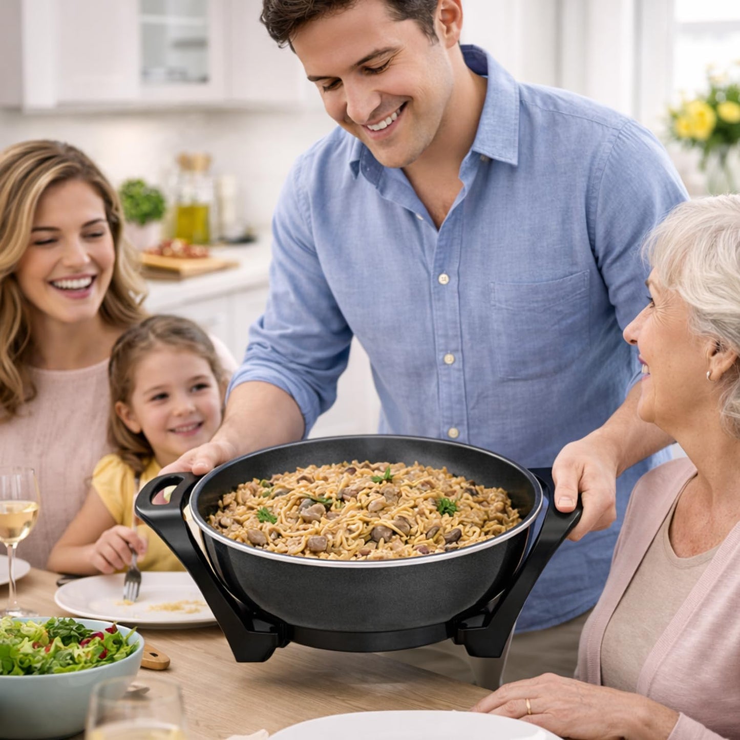 Elektrischer Wok mit einstellbarem Thermostat