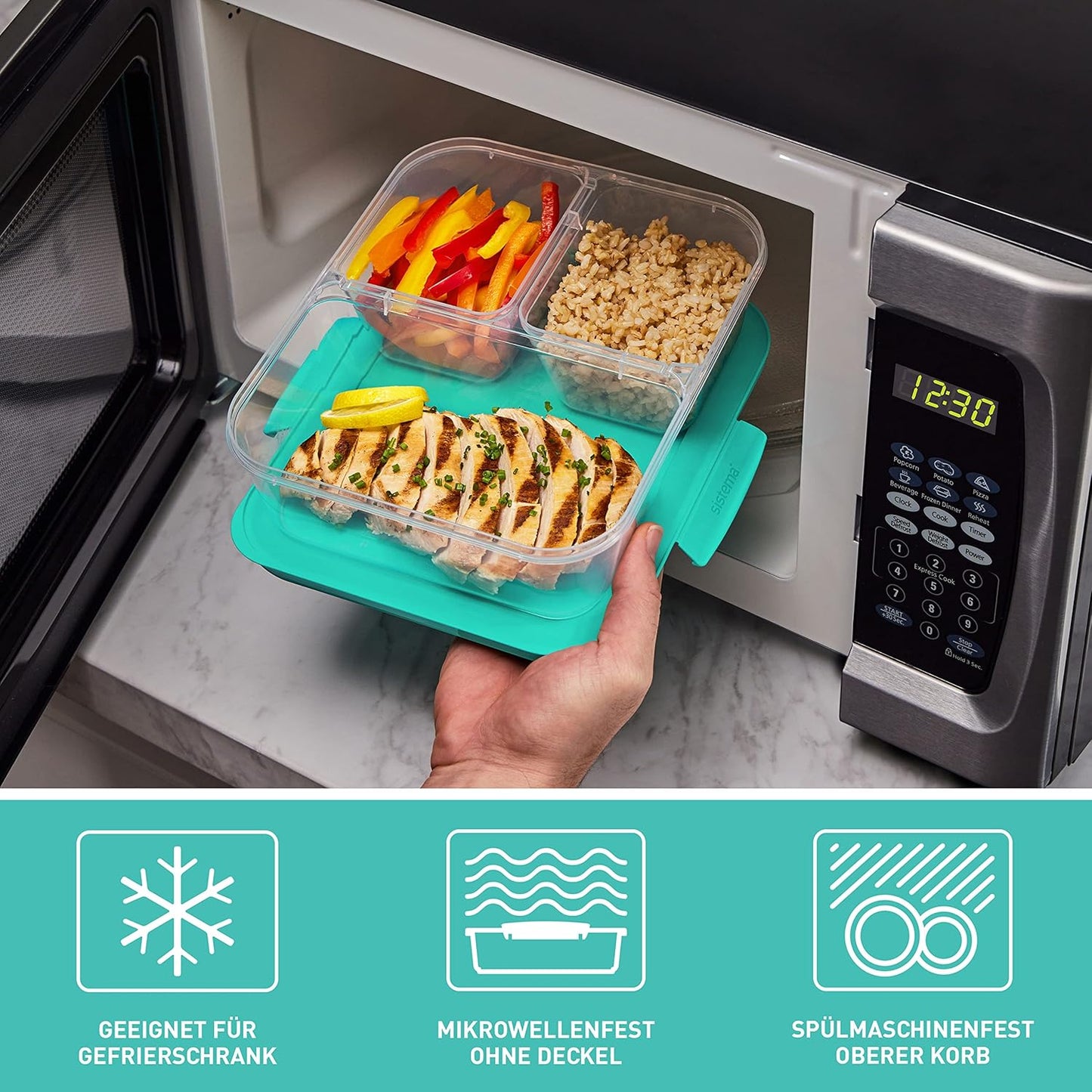 Nest It Frischhaltedosen-Set mit 3-Fach-Unterteilung, 5 x 1.9 L