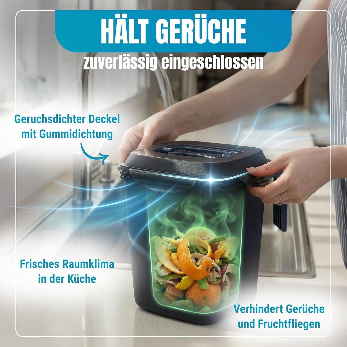 Geruchsdichter Biomülleimer mit Innensieb