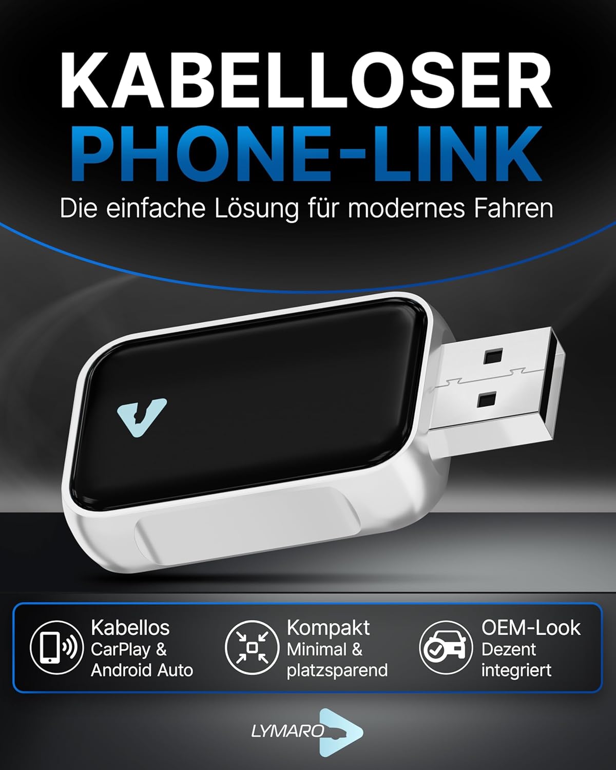 Kabelloser Carplay & Android Auto Adapter, Silver