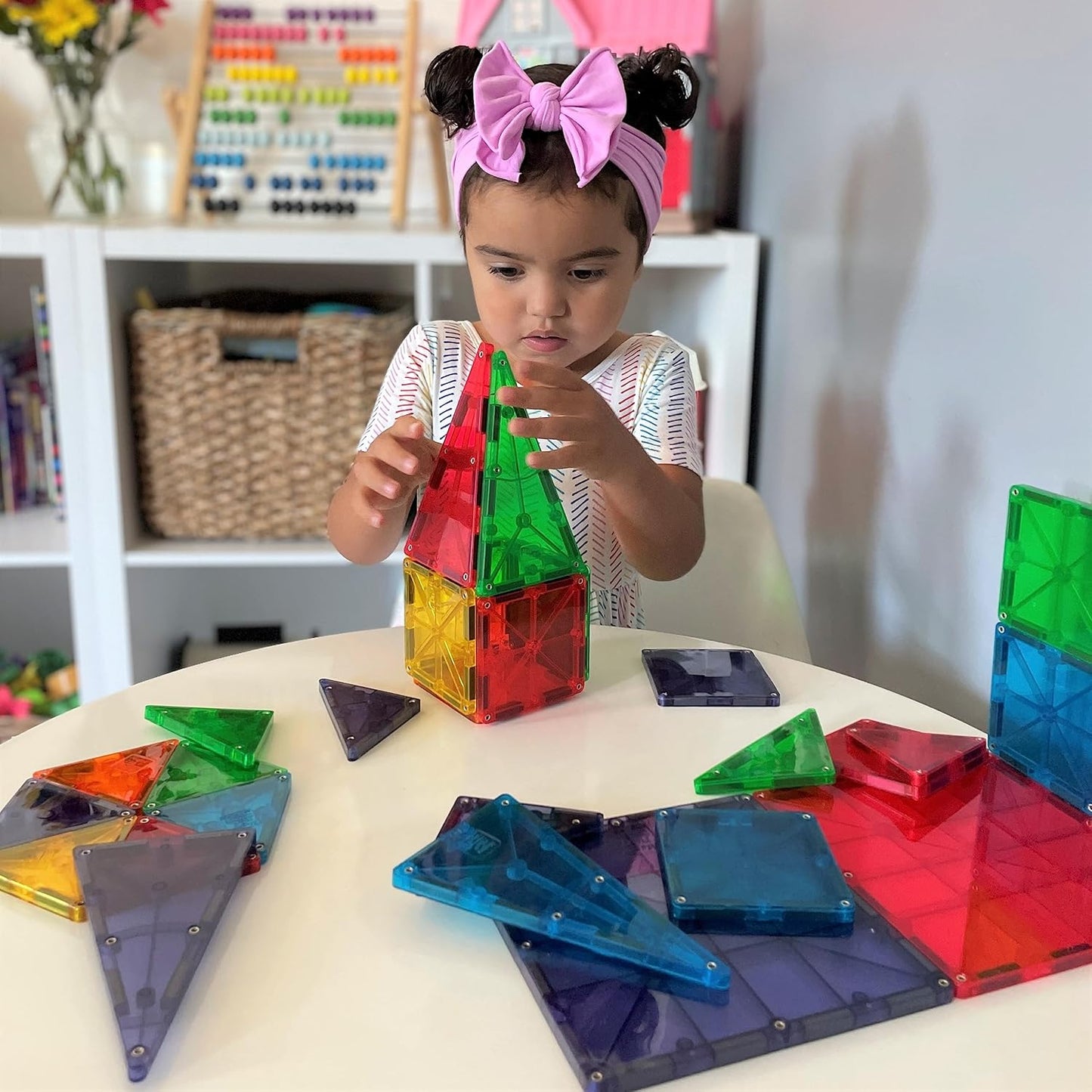 Magna-Tiles 3D-Baustein-Set (32-teilig), Einzelbett