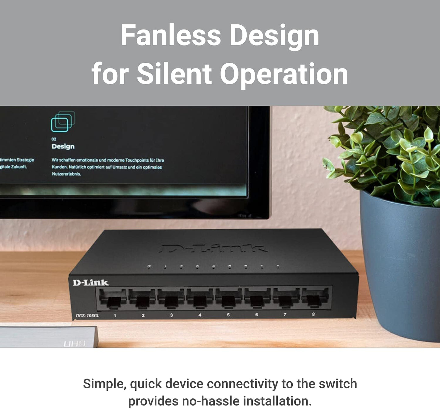 DGS-108GL/E, Switch, 8 Port|Gigabit Ethernet| Metallgehäuse