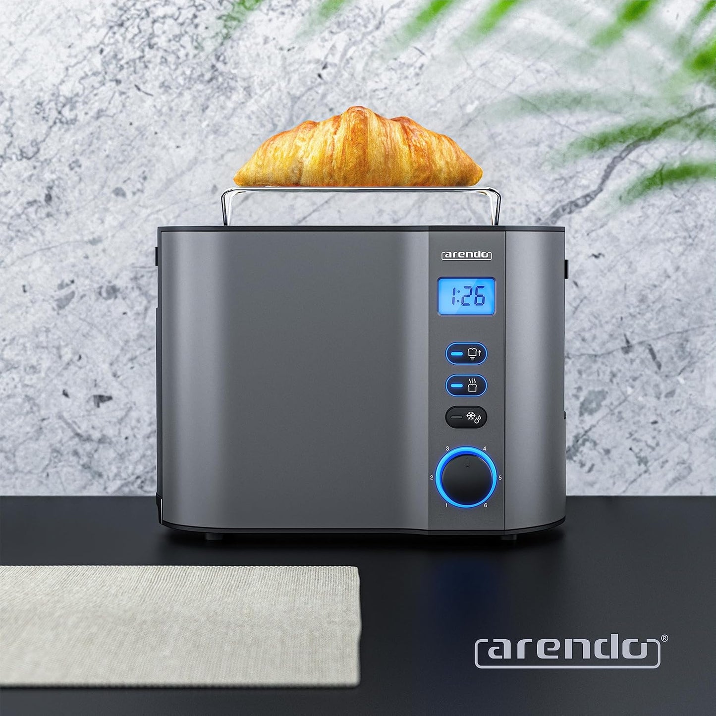 Toaster Manha Compact mit Restzeitanzeige und 6 Bräunungsgraden, B: Cool Grey