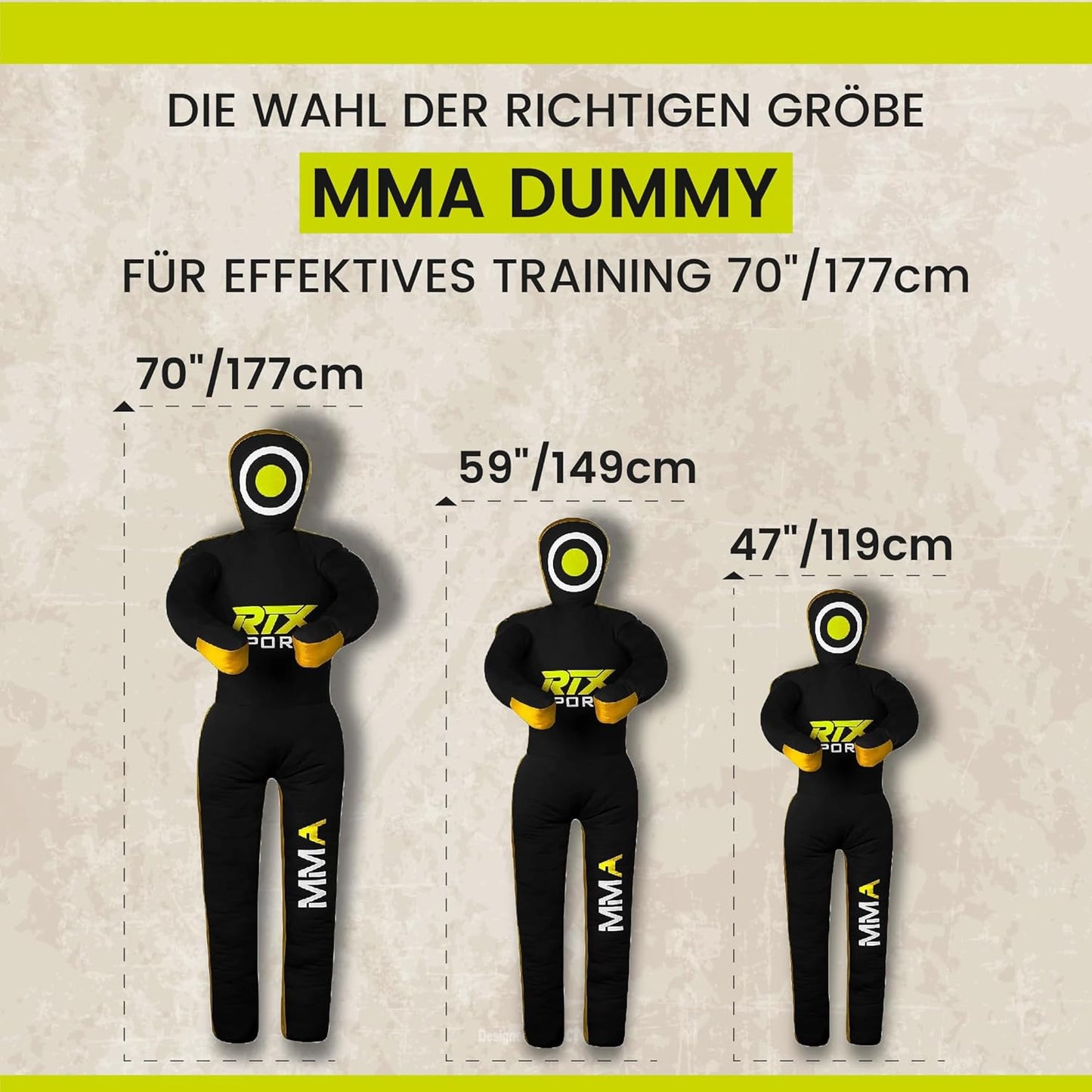 Grappling Dummy, 47" - Inches Gelb