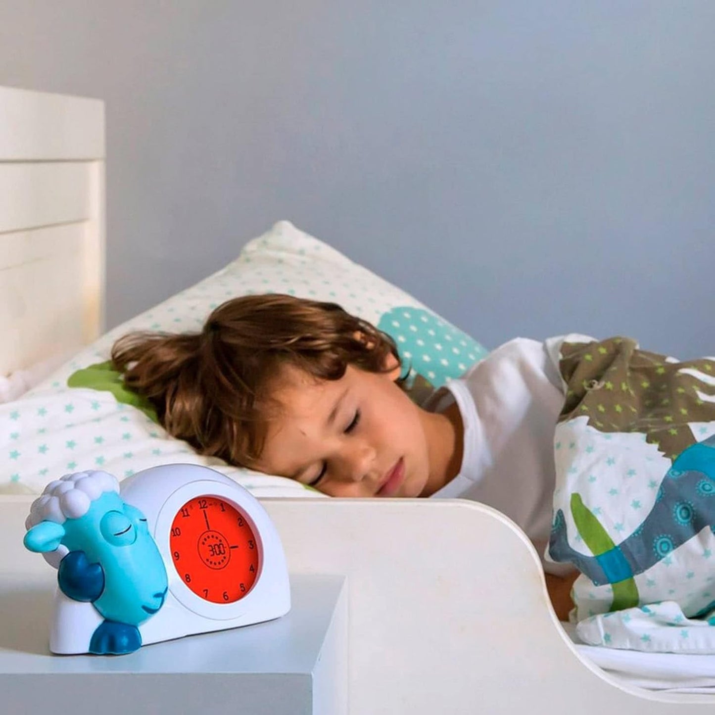 Sam The Lamb Schlafcoach Uhr und Nachtlicht für Kinder, Blau