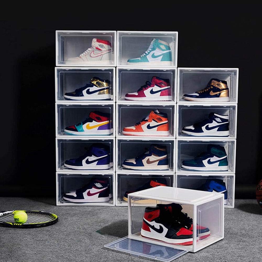 Stapelbare Schuhboxen (3er Set, bis Grösse 47), Schwarz 3er Set