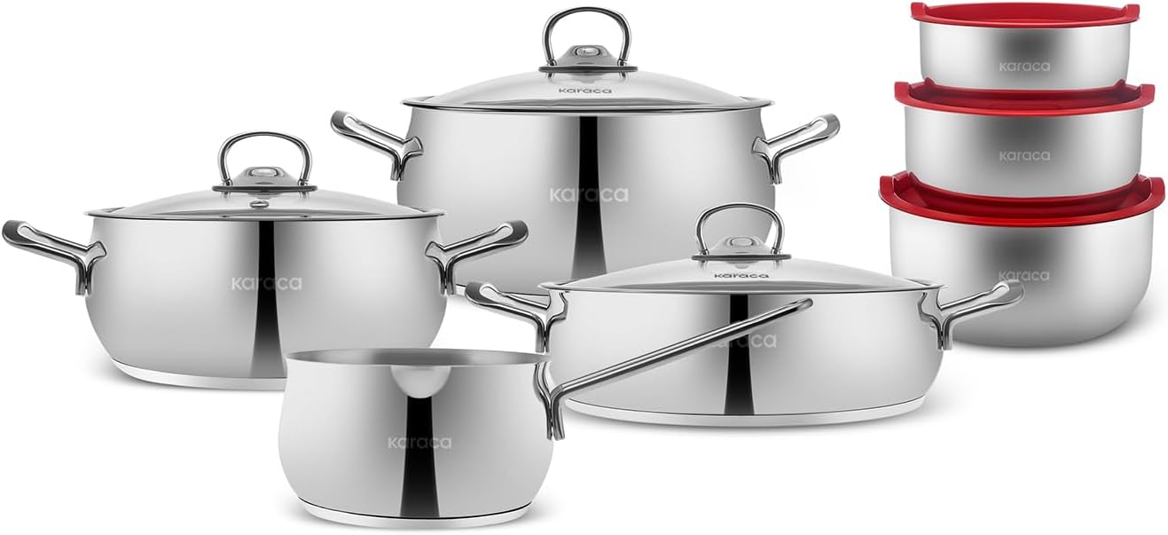 13-teiliges Kochgeschirr-Set mit Vorratsbehälter, 13 Piece - Silver, Silber