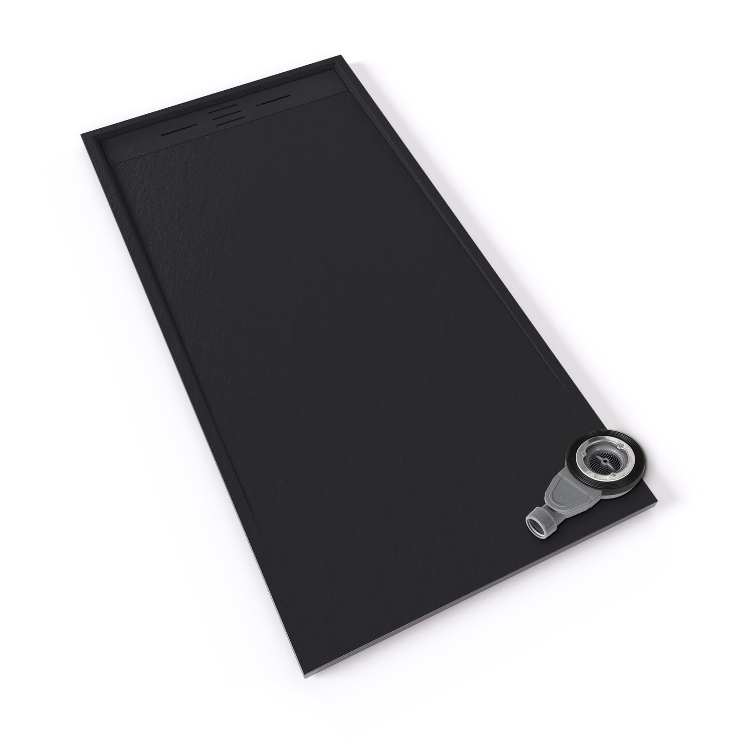 Extra flache Duschwanne Hiemal inkl. Ablaufgarnitur, 140x70 cm Schwarz - Ral7021