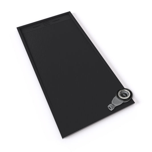 Extra flache Duschwanne Hiemal inkl. Ablaufgarnitur, 140x70 cm Schwarz - Ral7021