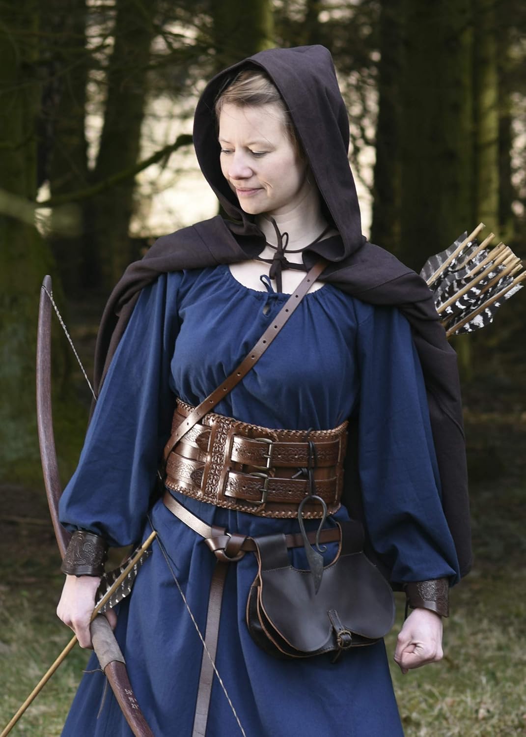 Mittelalter Gugel für LARP, Einheitsgrösse Braun