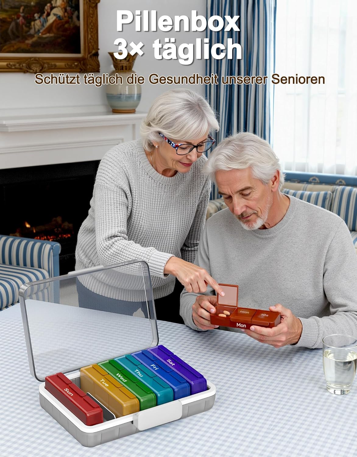 4-lagige Medikamentenbox-Set mit Pillenorganizer, Extra 4 -Tier Set