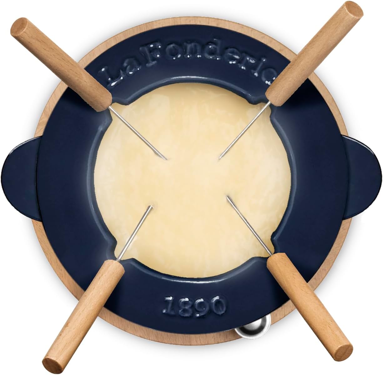 Fondue-Set aus Gusseisen für Käse & Schokolade, Blau 4 Personen