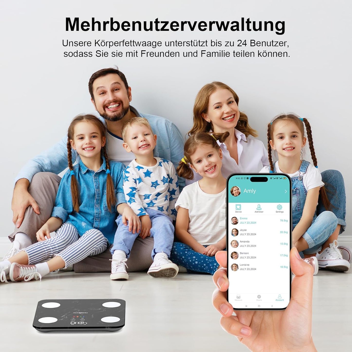 Körperfettwaage, 280 Marmor schwarz