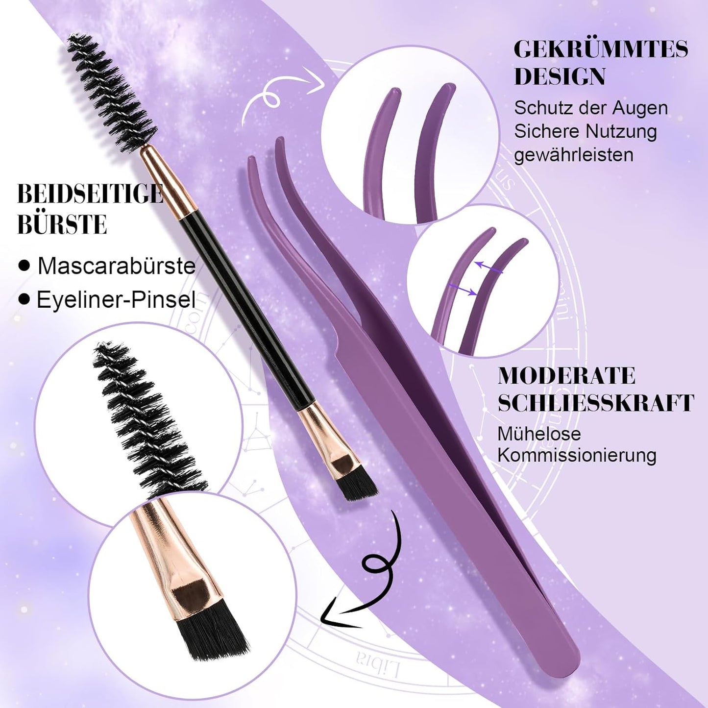 Lash Extension Set mit Kleber und Applikatoren
