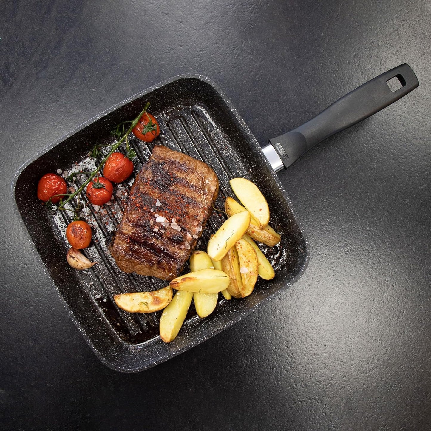 Grillpfanne mit Steinpartikel-Beschichtung (26 cm), 26 cm ( Grau ) Classic
