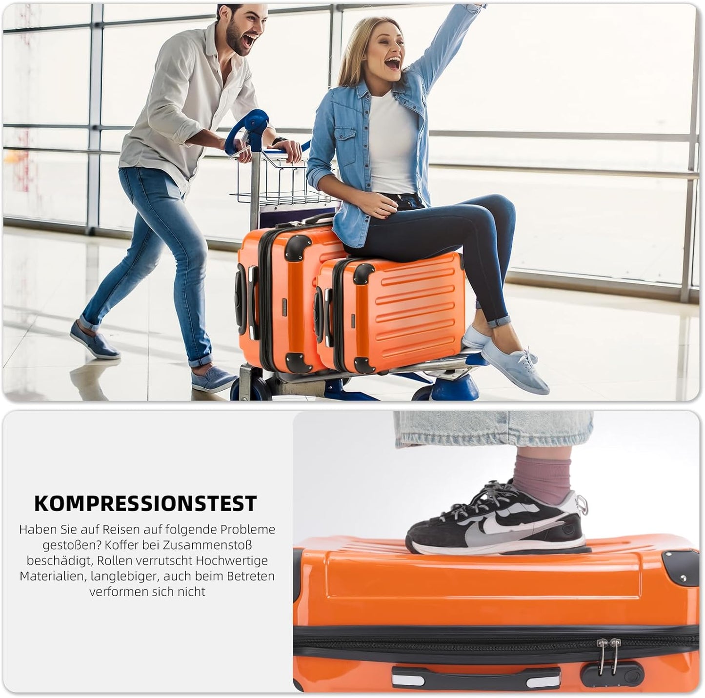 3-tlg. Hartschalenkoffer-Set, Orangen SET