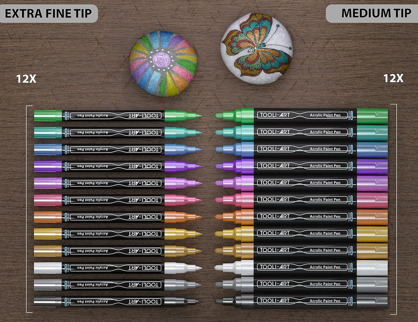 Acrylstifte-Set für Steinmalerei, Metallisch, METALLISCH