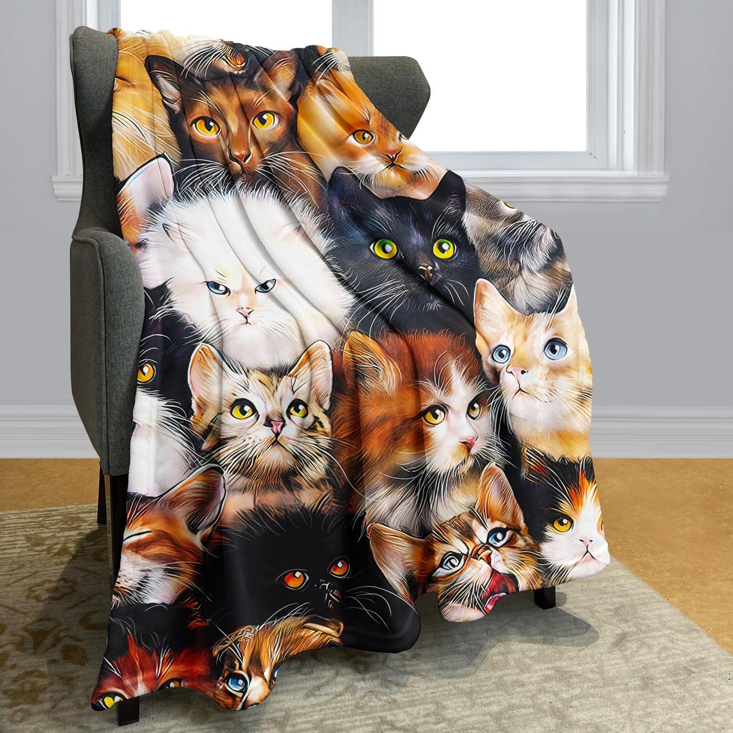 Kuscheldecke mit Katzenmotiv, 125 x 150 cm Color 2