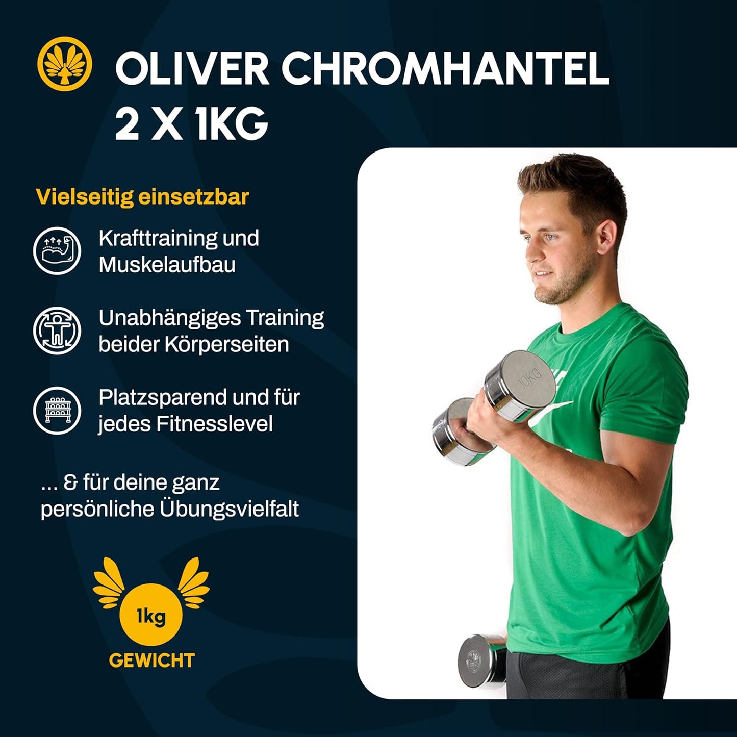 Chrom Hanteln Set, 2x 1 Kg
