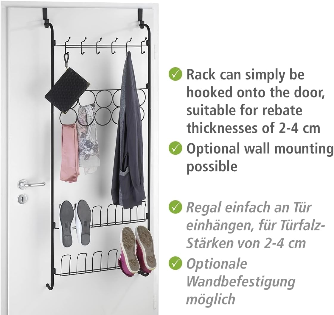 Tür-Organizer zum Einhängen, Schwarz/Grau 59 x 150,5 x 18,5 cm