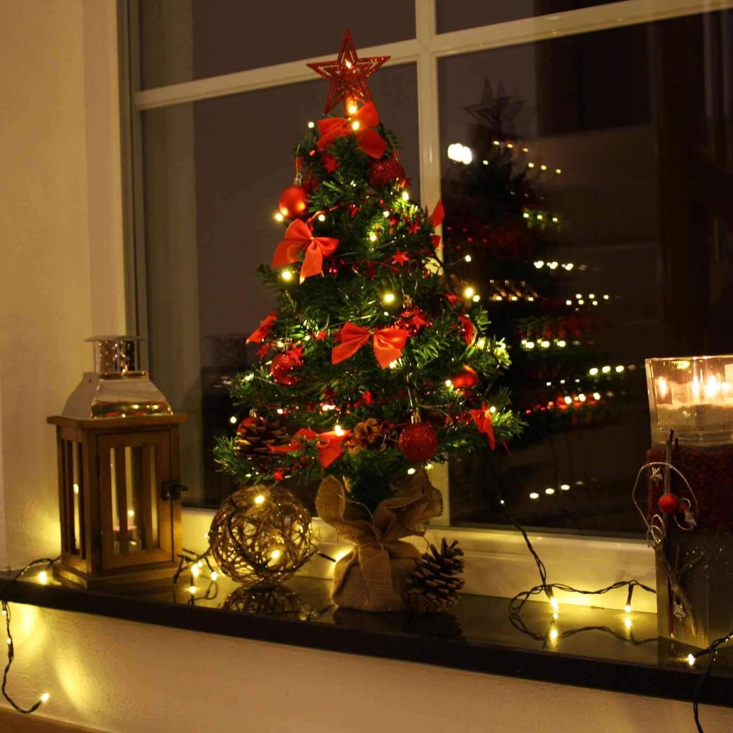 Tannenbaum, 75 cm, Grün-rot-braun+warmweiss