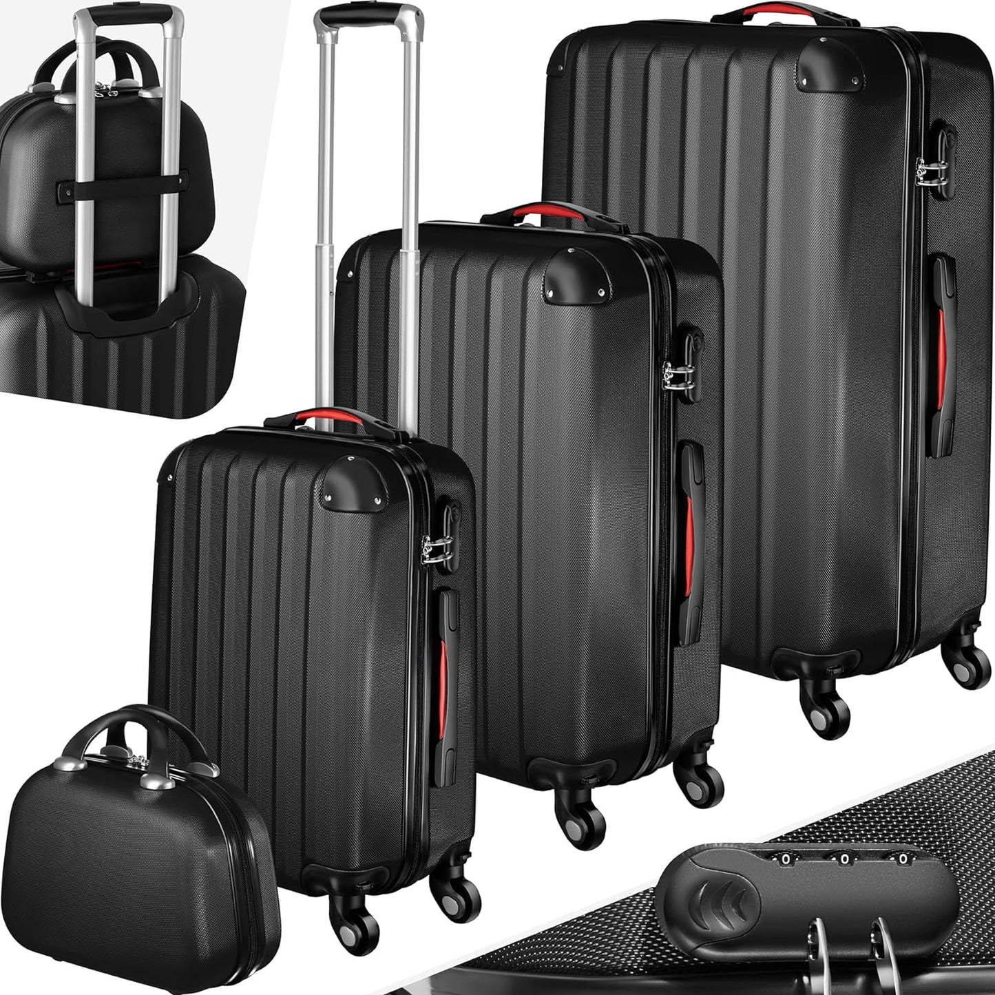 Hartschalenkoffer-Set, Schwarz | Nr. 403412