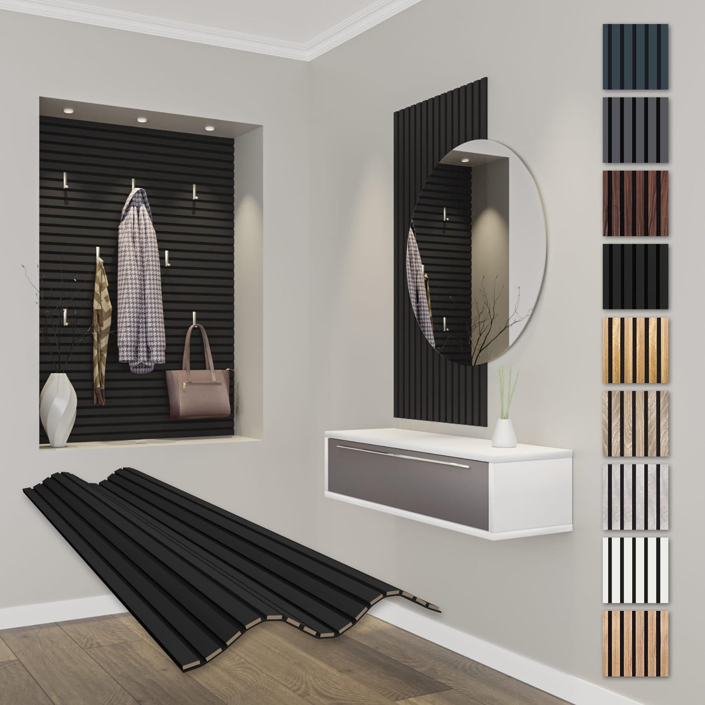 APF12 Akustikpaneele Lamellenwand, 1x 1.18 Meter - 0.708 m² Black Edition