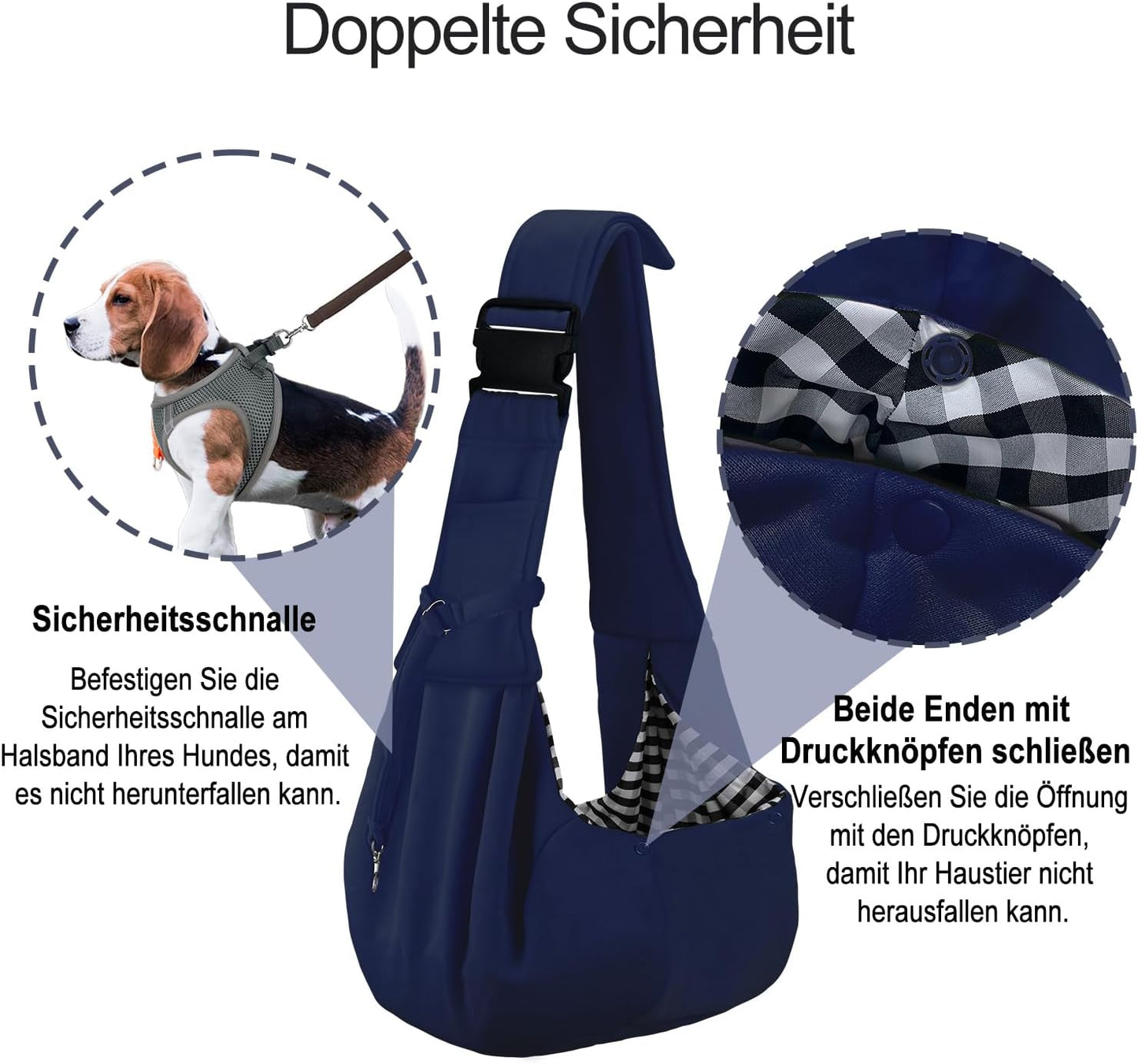 Hunde-Tragetuch, einstellbar & reversibel, Blau