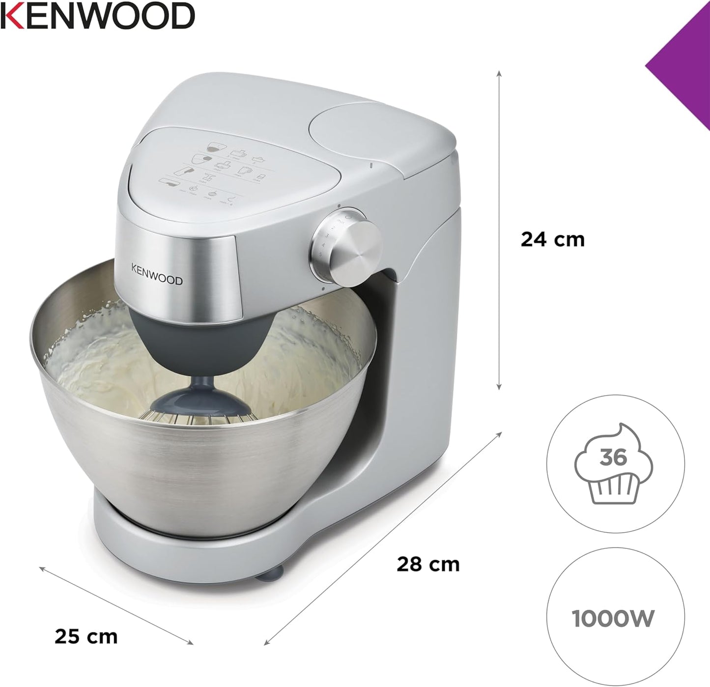 Prospero+ Küchenmaschine mit Zubehör (10-teilig), inkl. 10-teiligem Zubehörset Silber
