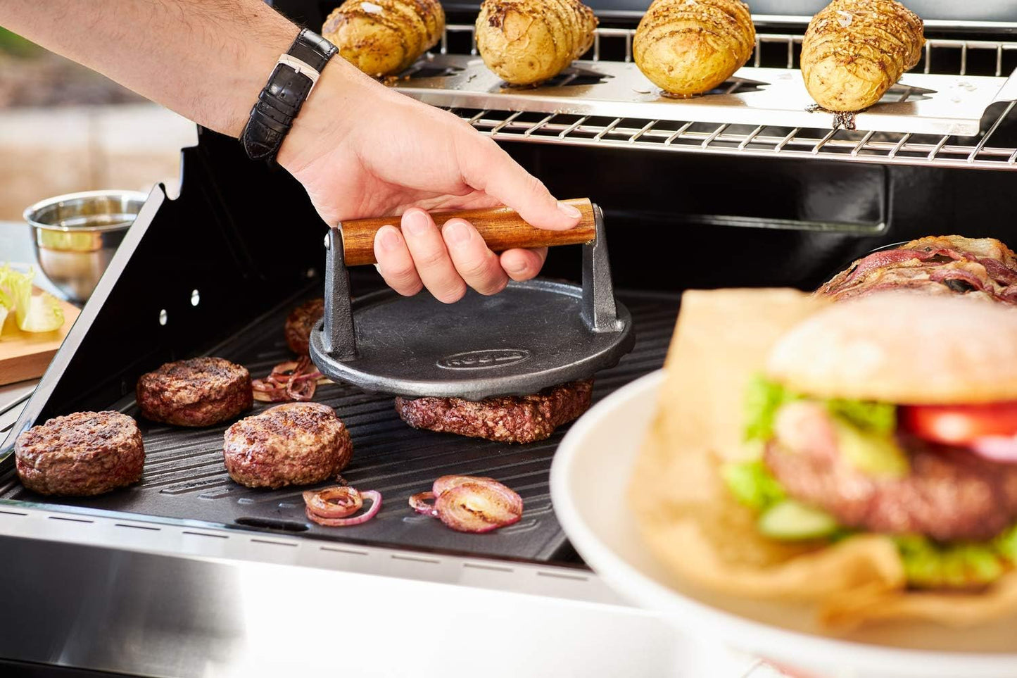 Barbecue Burger-Set mit Presse und Wender, Burger-Set 3-tlg.