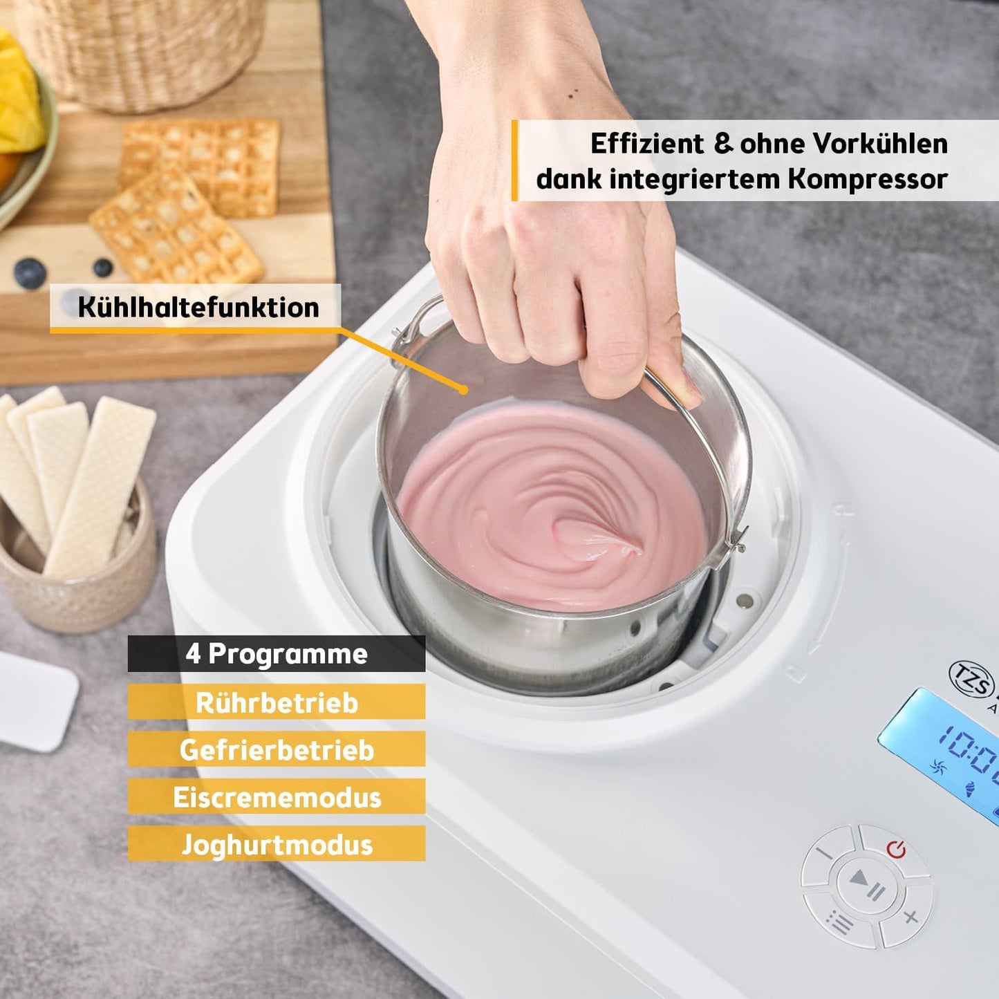 Eismaschine & Joghurtbereiter mit Heizfunktion FA-5105-2, 1,5 Liter