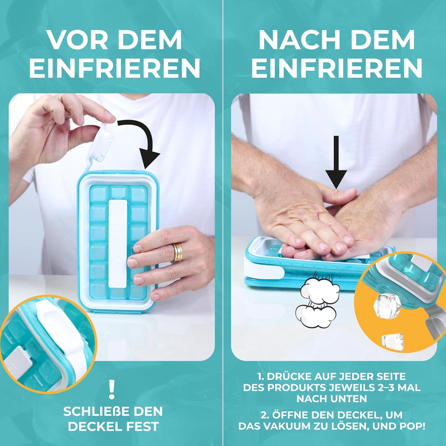 Eiswürfelform Pop 2.0 mit Hygienedeckel, Pop 2.0 Clear Water Blue (Exclusive)