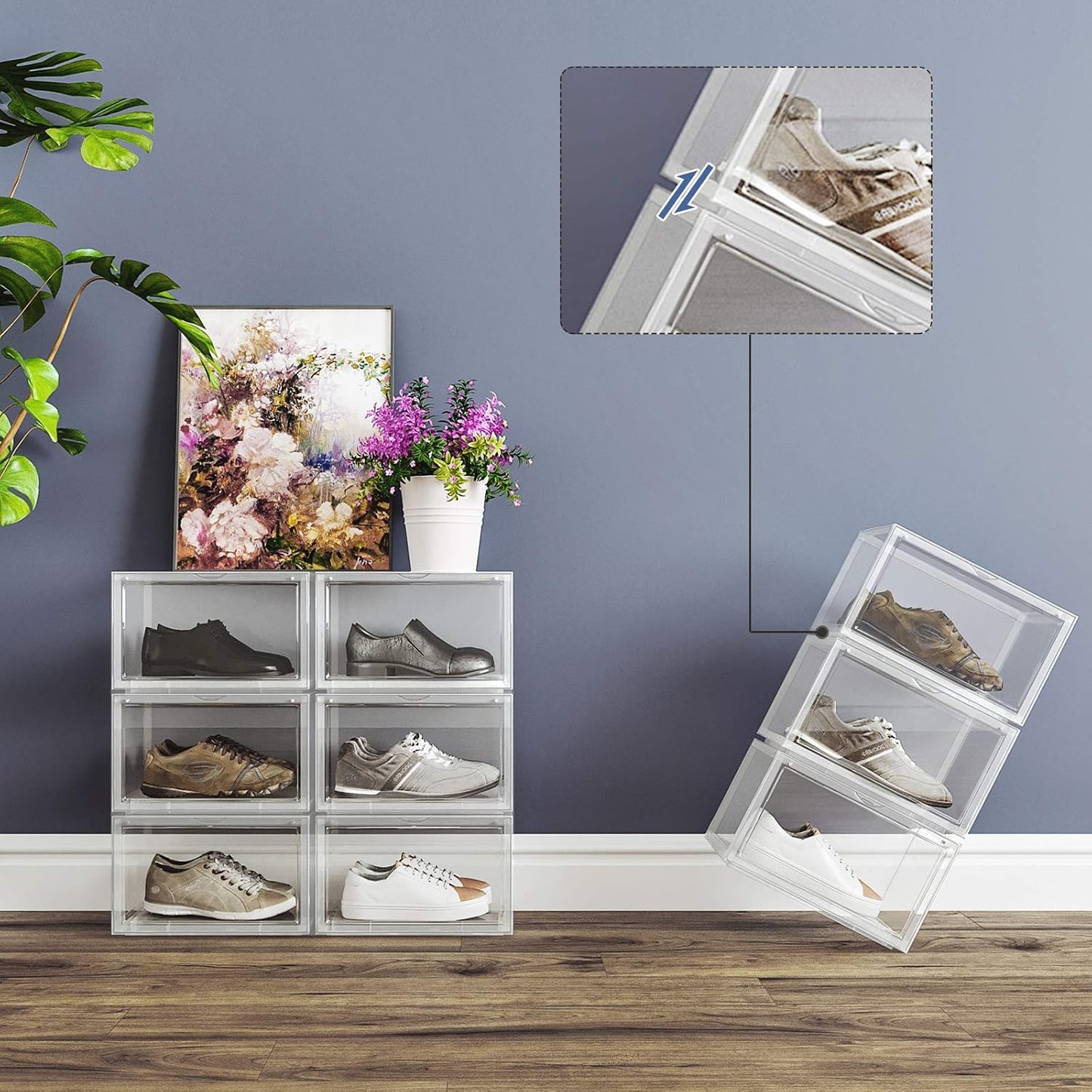 3er-Set Stapelbare Schuh-Organizer, Transparent 3er Set